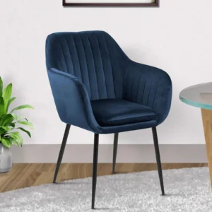 Noah Velvet Arm Chair In Royal Blue Colour